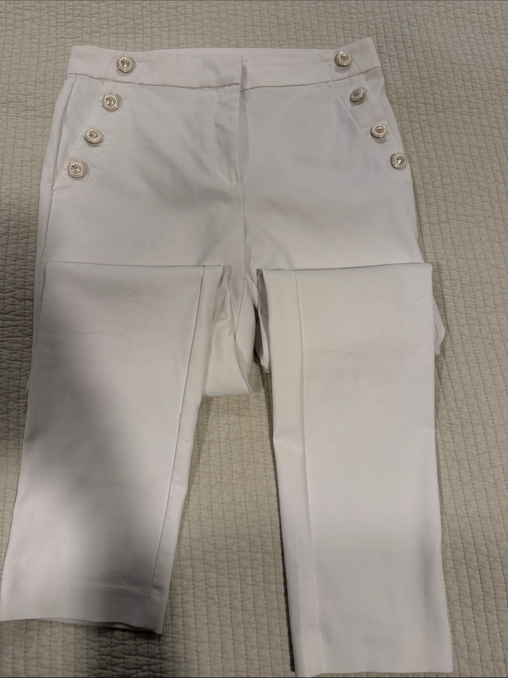LOFT White Cropped Sailor-Style Ankle Pants